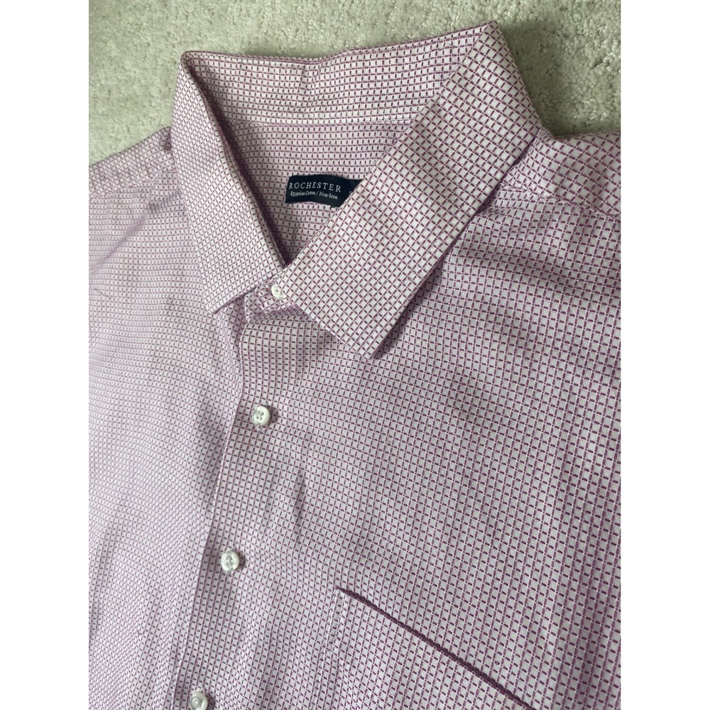 Rochester Big Tall Dress Shirt Mens 22 34/35 5XL Pink Egyptian Cotton Non Iron‎